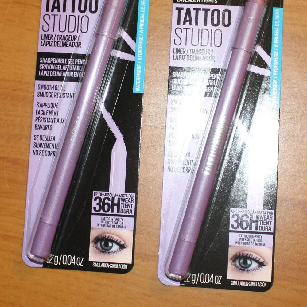 Maybelline 812 Lavendar Lights Eyeliner 36H Tattoo Studio Gel Pencil 2 Pc Set